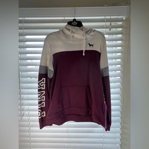 PINK Off-White and Burgundy Hoodie Size M